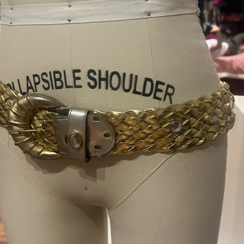 Gold Braided Belt with Silver Buckle
